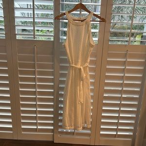 White knit knee length dress.